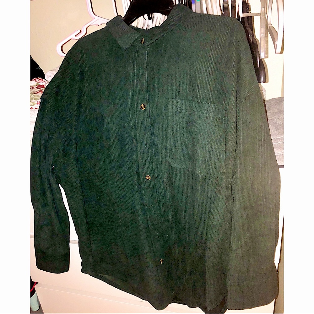 New Dark Green Corduroy Flannel sz 2XL